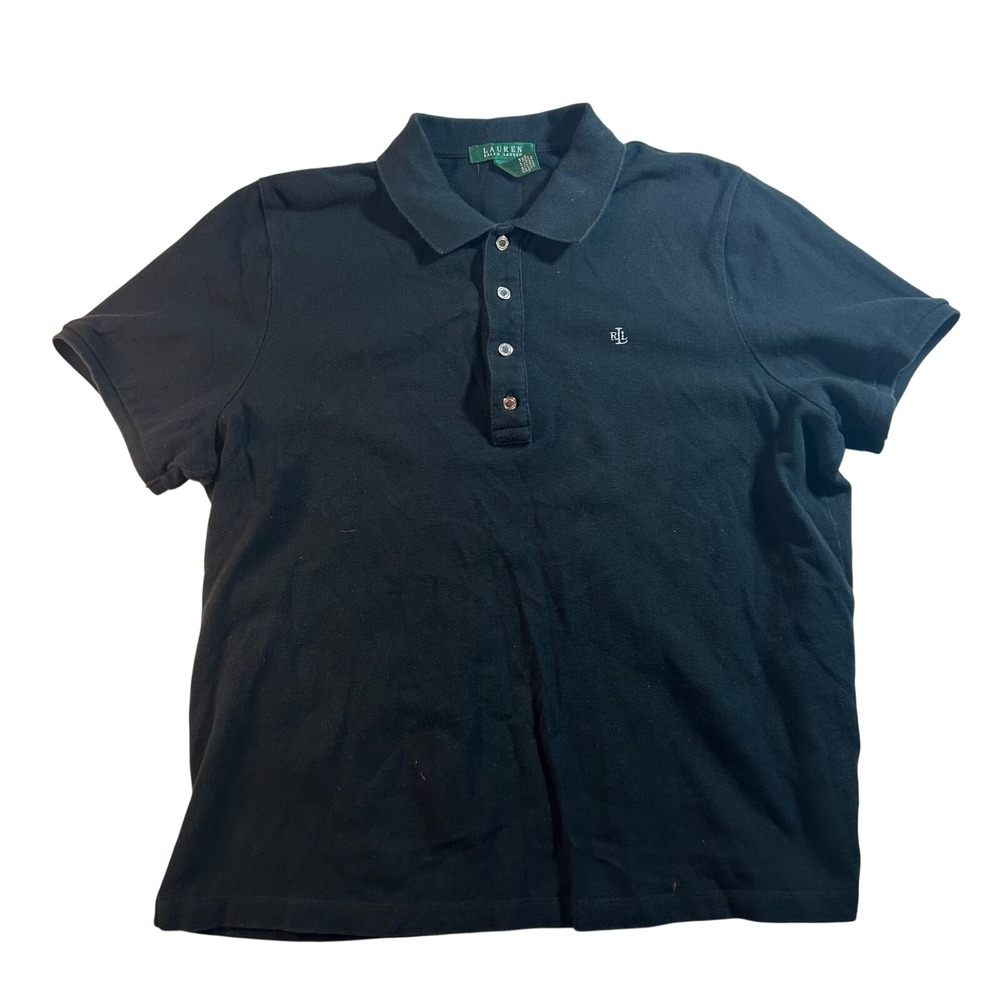 Lauren Ralph Lauren Women's 1X Black Short Sleeve Polo Shirt Classic